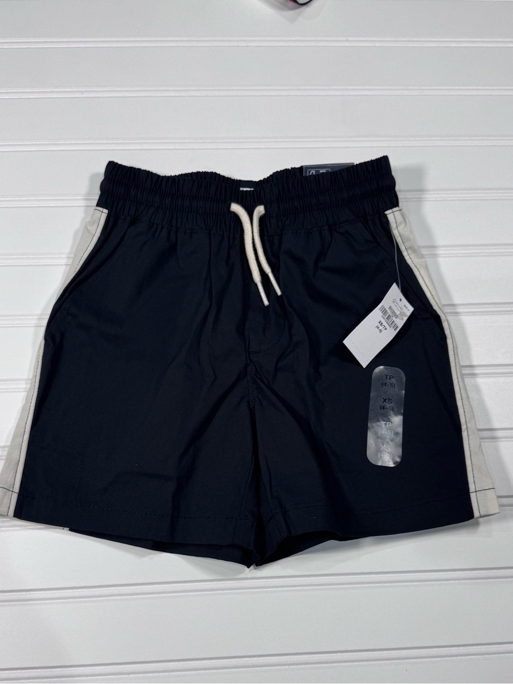 GAP Black Elastic Waist Shorts with Cream Side Stripe
